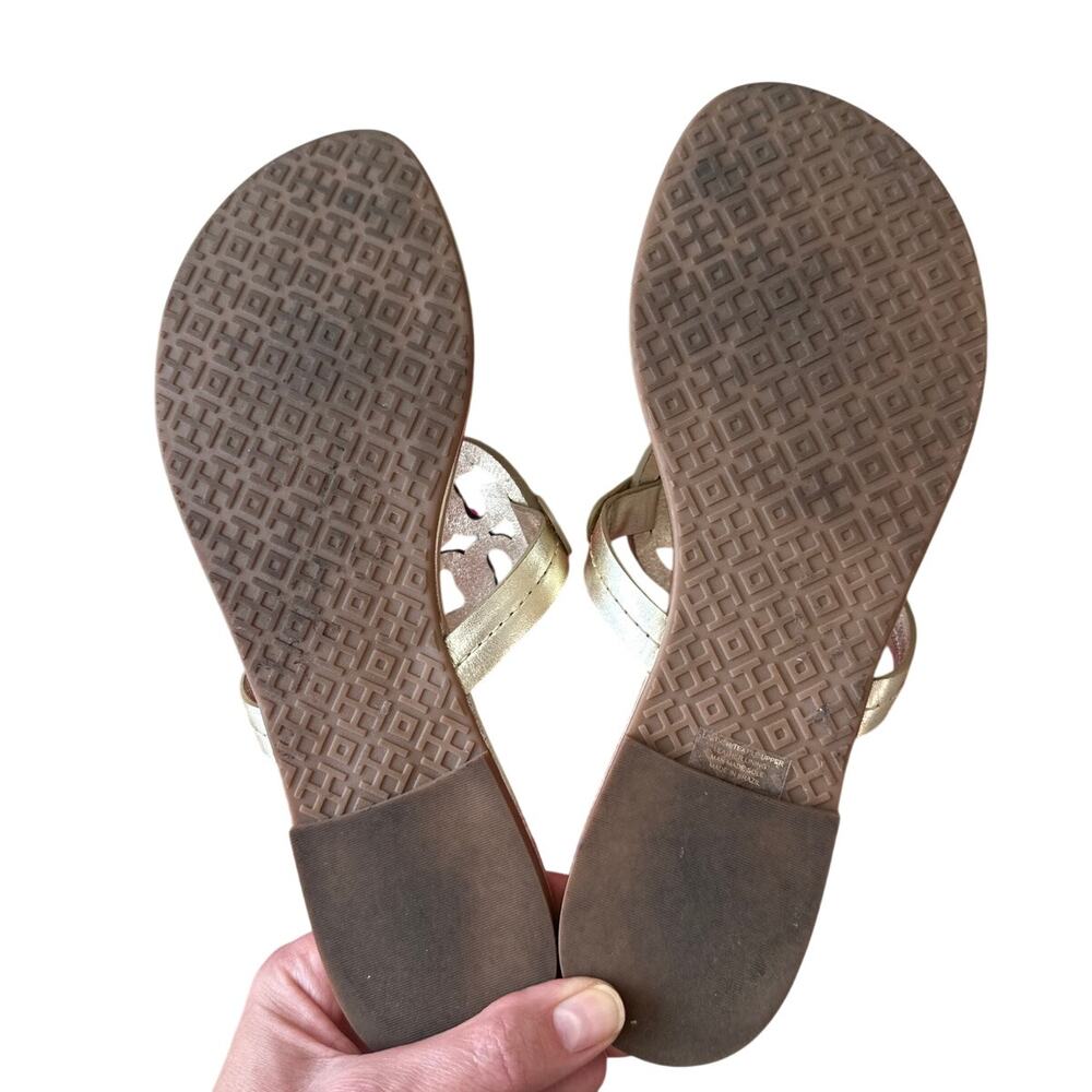 Tory Burch Miller Embellished Sandals Spark Gold 7.5 Metallic Thong - Picture 7 of 12
